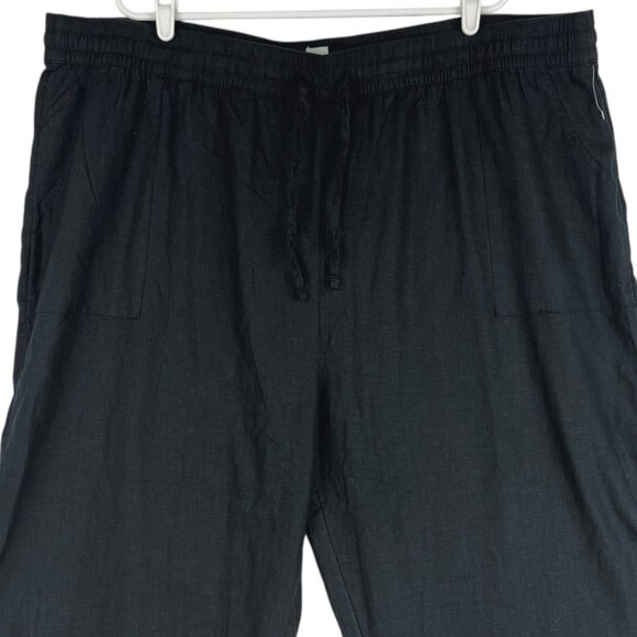 Joie Women Pull-on Black Linen-Blend Crop Pants 3X Elastic Drawstring Waist NWOT - Picture 3 of 10